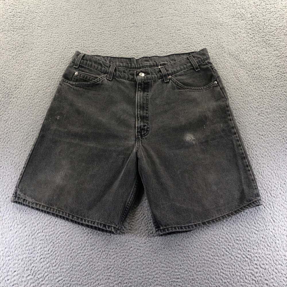 Vtg Levis Shorts Mens 36 Black 550 Relaxed Orange Tab Distressed Faded USA Made